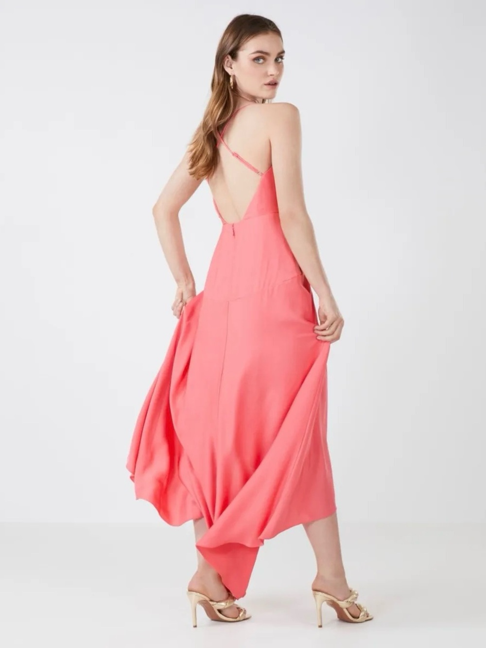 BCBGMAXAZRIA cross-back crisscross dress gown size 4 coral color